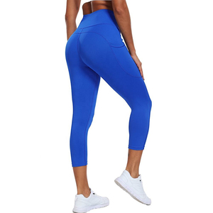 Wholesale Women Yoga Legging Blue Color High Waist Sports Tights For Gym Fitness Workout Running Yoga <b>Pants</b> for Women - Product Image 2
