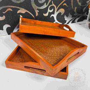 Ensemble de plateaux de service en bois gravés à la main, décoration rustique de style farmhouse - Product Image 3