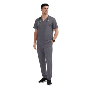 Anti-Wrinkle Soft Premium Nurse Fabric Polyester Rayon Spandex Washable Nursing <b>Scrub</b> <b>Set</b> for Men's Nursing <b>Scrub</b> Uniform <b>Sets</b> - Product Image 3