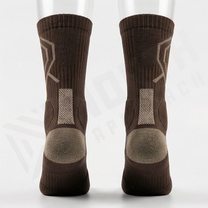Crew <b>Socks</b> Brown Knitted Polyester Spandex Hiking Breathable Autumn Adult Regular Style - Product Image 2