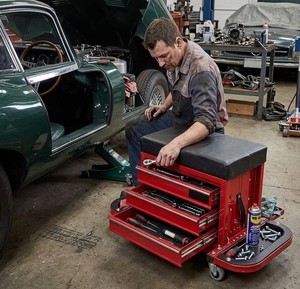 Heavy Duty <b>Rolling</b> <b>Tool</b> Chest Stool with 3 Drawers, <b>Tool</b> Tray, Padded Seat, 360 Swivel Casters Garage Workshop Storage GAPSTL016 - Product Image 1