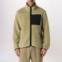Veste zippée en polaire pour homme, couleur unie, panneau contrastant, extérieur doux et moelleux, pour l'hiver, vêtements décontractés
