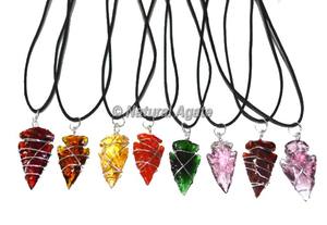 Pendentifs en forme de flèche en verre aqua - Pendentif Feng Shui en pierres précieuses fait à la main |   Parcourez la collection en ligne - Product Image 6