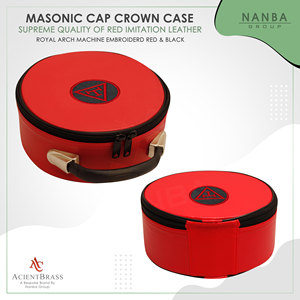 Limited <b>Masonic</b> Royal Arch Crown Cap <b>Case</b> Red Embroidered Triple Tau Durable Construction & Zipper Closure - Product Image 2