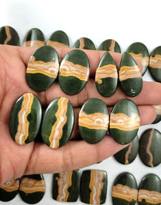 พลอยแจสเปอร์ธรรมชาติแบบหลวมขายส่งจำนวนมาก คริสตัลควอตซ์บำบัดจักระทั้งเจ็ดแบบคาโบชอง ขายส่งเป็นคู่ - Product Image 6