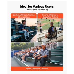 Sedile Portatile da Stadio con Supporto per Spalle, Cuscino Spesso e Braccioli, Sedia a Panca per Uso su Gradinate - Product Image 4