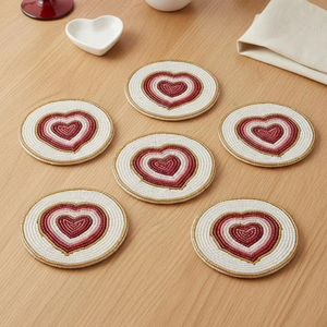 Stylish Vintage Decorative Glass Seed <b>Beads</b> 5mm <b>Coaster</b> Designed for Creative Interior Styling Elegant Beverage Serving - Product Image 1