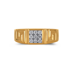 Luxury Square Diamond Cluster <b>Ring</b> <b>for</b> <b>Men</b> Solid Yellow Gold Statement <b>Ring</b> 18K Yellow Gold <b>Men's</b> Geometric Diamond Signet <b>Ring</b> - Product Image 4
