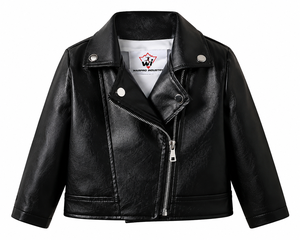 Women Black PU Leather <b>Biker</b> <b>Jacket</b> Cropped Moto Style Asymmetric Zip Lapel Collar Fashion Outerwear for Casual Streetwear - Product Image 5