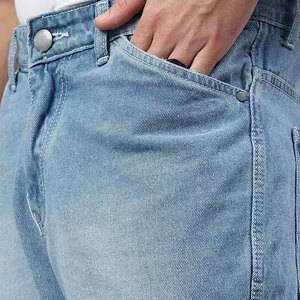 Pantalones Cortos de Mezclilla para Hombre, 100% Algodón Lavado, Duraderos, de Cintura Alta, con Cierre de Cordón, Ecológicos, Transpirables, de Uso Diario, Corte Recto, Limpios - Product Image 5