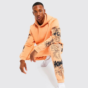 Custom Men's Printed Hoodie <b>Jogger</b> Set Sports Contrast Stitch Tracksuit Heavyweight Cotton <b>Oversized</b> Hooded Sweatsuit for Men - Product Image 5