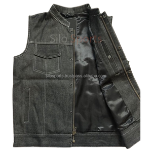 Silo Sports 2025 OEM Best Selling Premium <b>Black</b> Denim <b>Vest</b> <b>Men's</b> Plus-Size Front Pockets Sleeveless High Street Eco-Friendly - Product Image 3