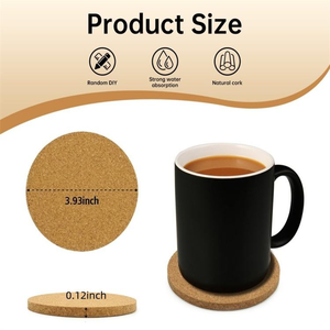 Wholesale Custom 10cm ABSorbent <b>Cork</b> Wood Drink <b>Coasters</b> Round Square Designs with Classic Style Printed <b>Cork</b> <b>Coaster</b> - Product Image 4