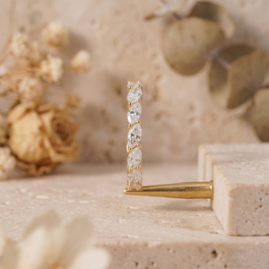แหวนเพชรทรงมาร์คีส์ทองคำ 14K ขายส่ง แหวนแบบเต็มนิ้ว สามารถซ้อนกันได้ ผู้ผลิตเครื่องประดับตามสั่ง - Product Image 2