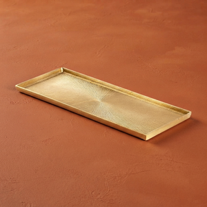 Bandeja Rectangular Decorativa de Metal con Grabado de Rayos de Sol Dorados para Servir, para la Mesa de Comedor, Uso Doméstico y Decoración - Product Image 1