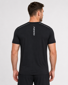 F2WIN Men's V-Neck Short Sleeve Quick Dry Casual Fleece Front Logo Regular Fit Black Knitted <b>Polyester</b> Wholesale Rate Breathable - Product Image 2