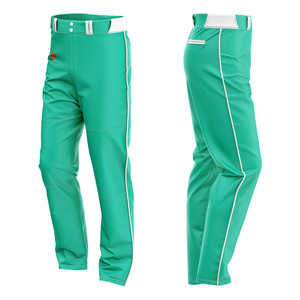 Pantalon de baseball rose imperméable pour femme avec bande blanche et logo brodé, fermeture boutonnée sur le devant, coupe ajustée, en polyester, pour softball - Product Image 4