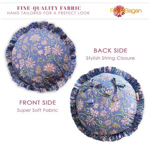 Floral Print <b>Round</b> <b>Cushion</b> Cover with Frills Premium Poly Cotton <b>Cushion</b> Case for Modern Home Office Use Low MOQ - Product Image 3