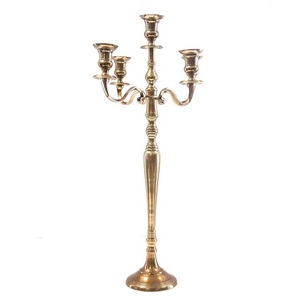 New design cast aluminum shiny nickel plated <b>candelabra</b> 4 arm candle stand handcrafted metal candelabrum customize size colors - Product Image 4
