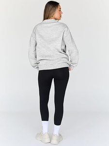 Sudadera Oversize de Cuello Redondo 100% Algodón de Corte Holgado para Mujer, Estilo Urbano, Tejido Transpirable, con Parche de Chenilla - Product Image 6