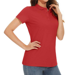 <b>Hot</b> Selling Product Slim Fit Fashionable Solid Color Polo Shirt For Women Cheap Price Outdoor Sports Wear Ladies Polo Shirts <b>Red</b> - Product Image 3
