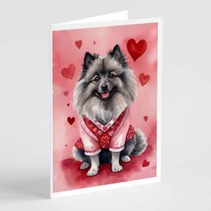 Whimsical A7 Tamaño 5x7 Keeshond My Valentine Tarjetas de notas en blanco Paquete de 8 con sobres Tarjetas de felicitación - Product Image 1