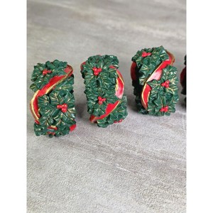 Christmas Resin Eco-Friendly Napkin <b>Rings</b> Green <b>Wreath</b> Design 5 Cm Width Traditional Luxury Wedding Party Table Decoration - Product Image 4