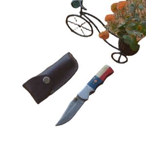 Navaja Plegable de Caza de Acero Inoxidable Hecha a Mano con Mango de Madera y Resina Única, Personalizable OEM, Regalo para Actividades al Aire Libre - Product Image 1