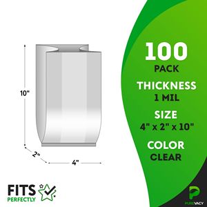 Paquete de bolsas de polietileno con fuelle transparente de 100, 4x2x10 pulgadas, 1 Mil, embalaje de plástico a prueba de fugas para regalos, frutas, granos de café - Product Image 2