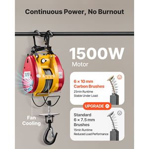 Portable Power Winch Crane 1500W 2-in-1 Electric <b>Hoist</b> Winch 660 Lbs Capacity 98.4 ft Lifting Height 62 Ft/min Wired 12000lb - Product Image 5
