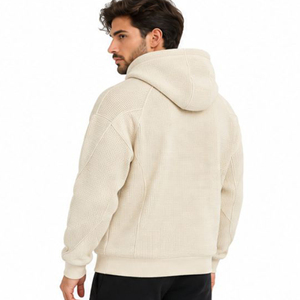 Vente en gros de sweats à capuche pour hommes en tricot gaufré, personnalisables, à manches longues, style streetwear décontracté, fabricant de vêtements - Product Image 4
