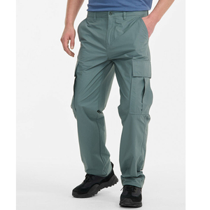 Nouveau pantalon cargo léger pour homme été 2025, 100 % coton respirant, taille mi-haute avec cordon de serrage, style décontracté, teint uni, multi-poches - Product Image 1