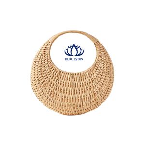 HOT SELLING BLUE <b>LOTUS</b> Kristen Eco Friendly Rattan Bag | Natural Handcrafted Woven Crossbody Purse Zipper Closure <b>Pearl</b> - Product Image 1