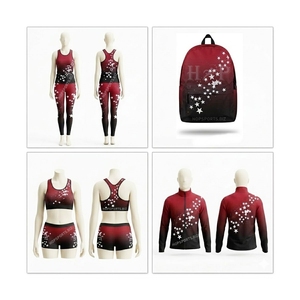 Conjunto de Ropa de Práctica de Porristas con Estampado de Estrella Roja y Mochila para Adultos, Impresión por Sublimación, Mejor Proveedor de Ropa de Práctica de Danza - Product Image 1