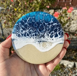 Resin Coasters with Artistic Handmade Designs, Durable <b>Waterproof</b> Drink <b>Mats</b> for <b>Kitchen</b> Dining Room Office - Product Image 6