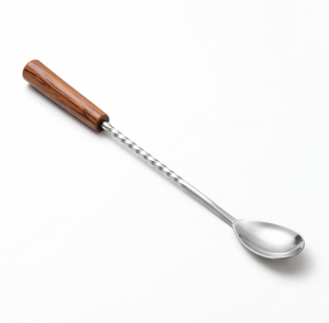 Premium Wooden <b>Handle</b> <b>Bar</b> Spoon Stainless Steel Twist Shaft Minimalist Cocktail Stirring Tool For Cocktail Mixing - Product Image 4