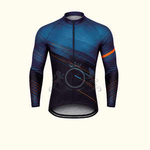 Conjunto de Jersey de Ciclismo para Hombre, Manga Larga, Azul y Naranja, Secado Rápido, Transpirable, Ropa para Ciclismo de Carretera - Product Image 2
