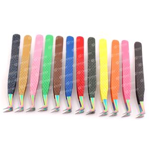 Pince à épiler japonaise en acier inoxydable pour extension de cils droite courbée pointue disponible dans toutes les couleurs pour le type de pointe de volume - Product Image 4