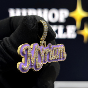 <b>Custom</b> Purple Enamel <b>Name</b> Pendant 925 Sterling Silver VVS Moissanite Iced Out Script Hip Hop <b>Necklace</b> Personalized Jewelry Women - Product Image 4