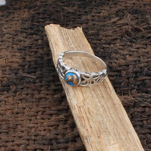 Natural Blue Copper Turquoise Bezel Setting 925 Sterling <b>Silver</b> Classic <b>Statement</b> Jewelry Oval <b>Ring</b> Women Boho Wholesale - Product Image 4