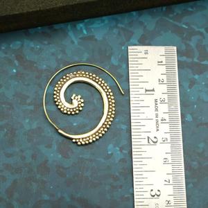 Gold Brass Spiral Hoop <b>Earrings</b> Tribal <b>Threader</b> Jewelry - Product Image 3