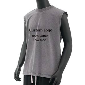 เสื้อกล้ามคอกลมทรงหลวมแบบย้อมสีเอซิด ถักจากผ้าฝ้าย 100%  ซับเหงื่อได้ดี  รับสกรีนโลโก้  เสื้อกล้ามผู้ชาย - Product Image 1