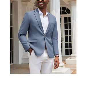 Blazer de Punto Casual de Negocios para Hombre, Corte Entallado, 100% Algodón, Antiarrugas, Color Sólido, Tallas S, M, L - Product Image 4