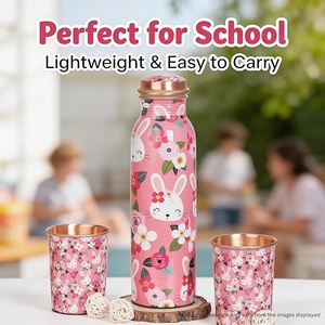 Botella de Agua Metálica Rosa con Diseño Floral y Tazas con Forma de Conejo, Set de Bebidas Portátil para Viaje - Product Image 2