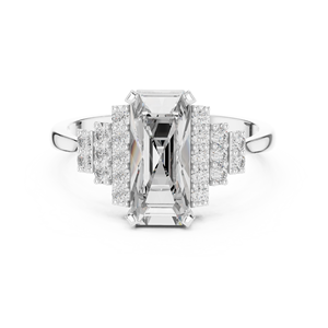 Bague de fiançailles Royal Pavilion Cathedral 2,04 CT, taille émeraude, halo multi-rangs, bagues fines - Product Image 1