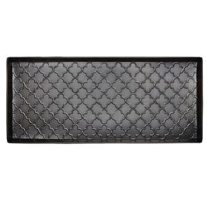 Ensemble de 2 plateaux à chaussures rectangulaires en métal brun foncé avec motif marocain en relief, plateau à chaussures décoratif pour l'entrée - Product Image 2