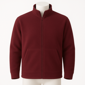 Sudadera con capucha básica de color sólido con cremallera frontal, forro polar grueso personalizado, lado de dos bolsillos, bordado, diseño de impresión, algodón orgánico - Product Image 5