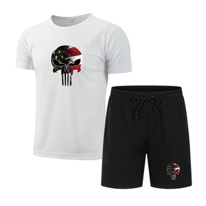 ชุดเสื้อยืดแขนสั้นคอกลมและกางเกงขาสั้น WINRO SPORTS ผ้าเทอร์รี่ โพลีเอสเตอร์ 100% ระบายอากาศได้ดี สไตล์ลำลองสำหรับผู้ชาย ใส่เล่นกีฬาหรือใส่ลำลองในฤดูร้อน พร้อมปักโลโก้ตามสั่ง - Product Image 2