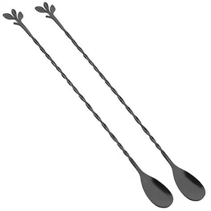 Agitador de Cócteles con Mango Trenzado Dorado, Mezclador de Bebidas de Acero Inoxidable Reutilizable de Lujo, Cuchara de Bar de Metal de Grado Alimenticio, Juego de Regalo Personalizado - Product Image 6