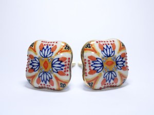 Hand Painted Square Ceramic Cabinet <b>Knobs</b> & Drawer Pulls-Mediterranean Style Floral Design Decorative <b>Furniture</b> <b>Handles</b> - Product Image 4